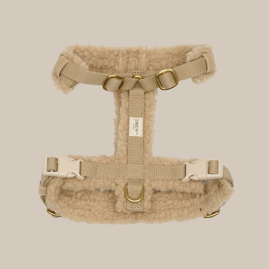 Beige - Blød & justerbar hundesele (teddy) - XS/S