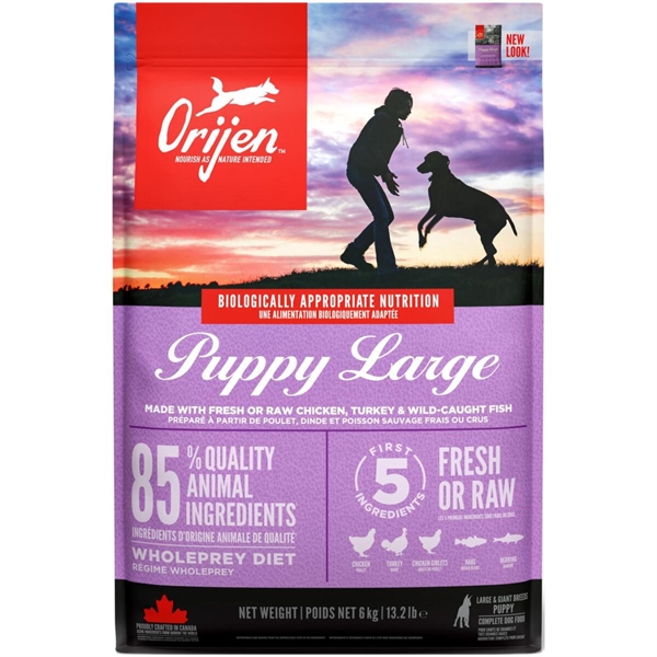 Orijen Puppy Large Breed hvalpefoder med fjerkræ og fisk, 6 kg