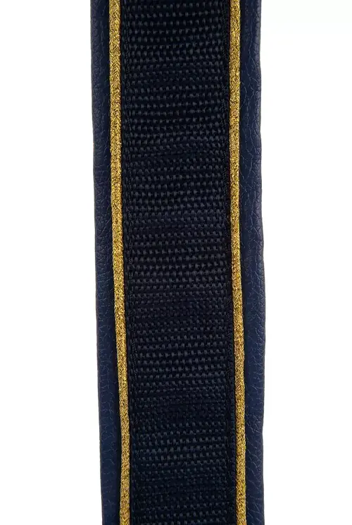 Pandebånd med pipe og broderet navn - Navy/guld
