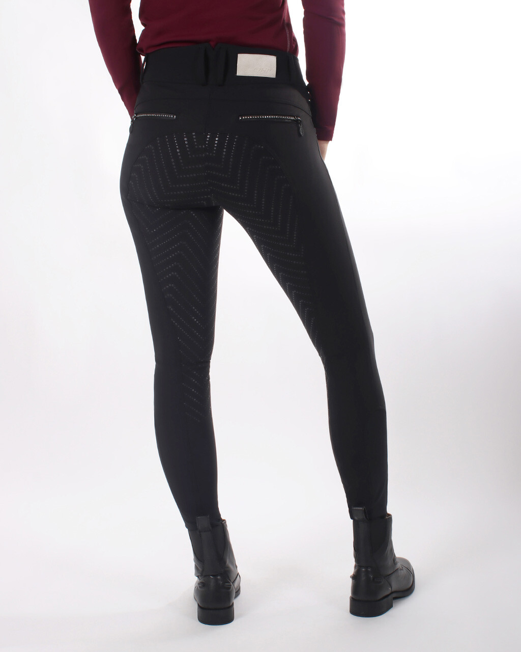 QHP Ninthe ridebukser med full grip - sort - 34