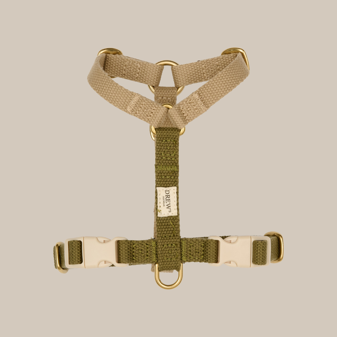 Olive / Blød & justerbar hundesele - XS