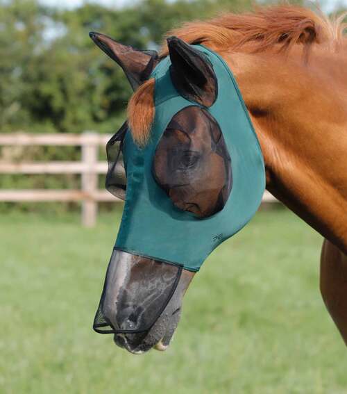 Premier Equine Comfort Lycra Xtra insektmaske med mulenet - Grøn, S