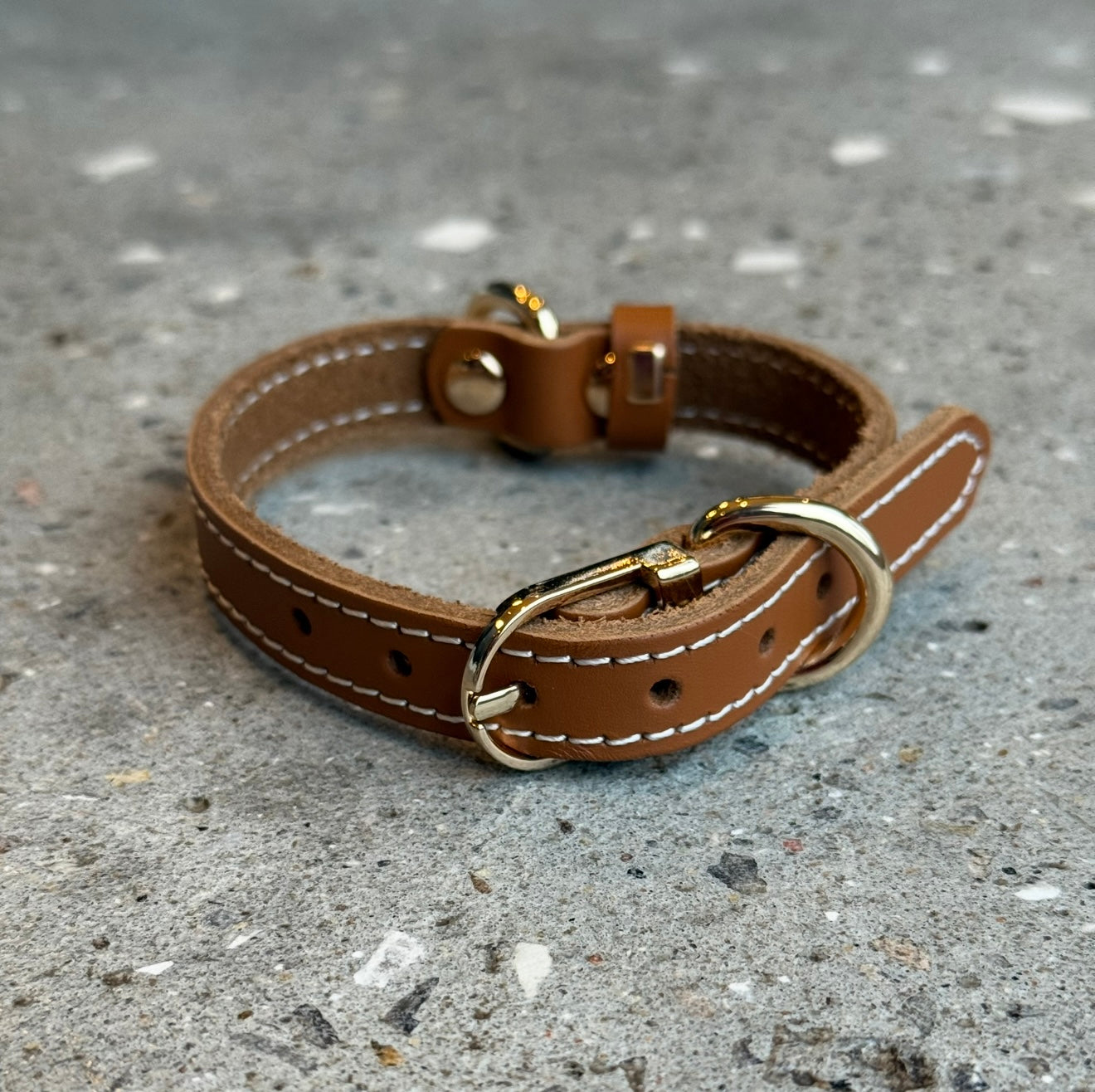 Hundehalsbånd / cognac læder - X-small