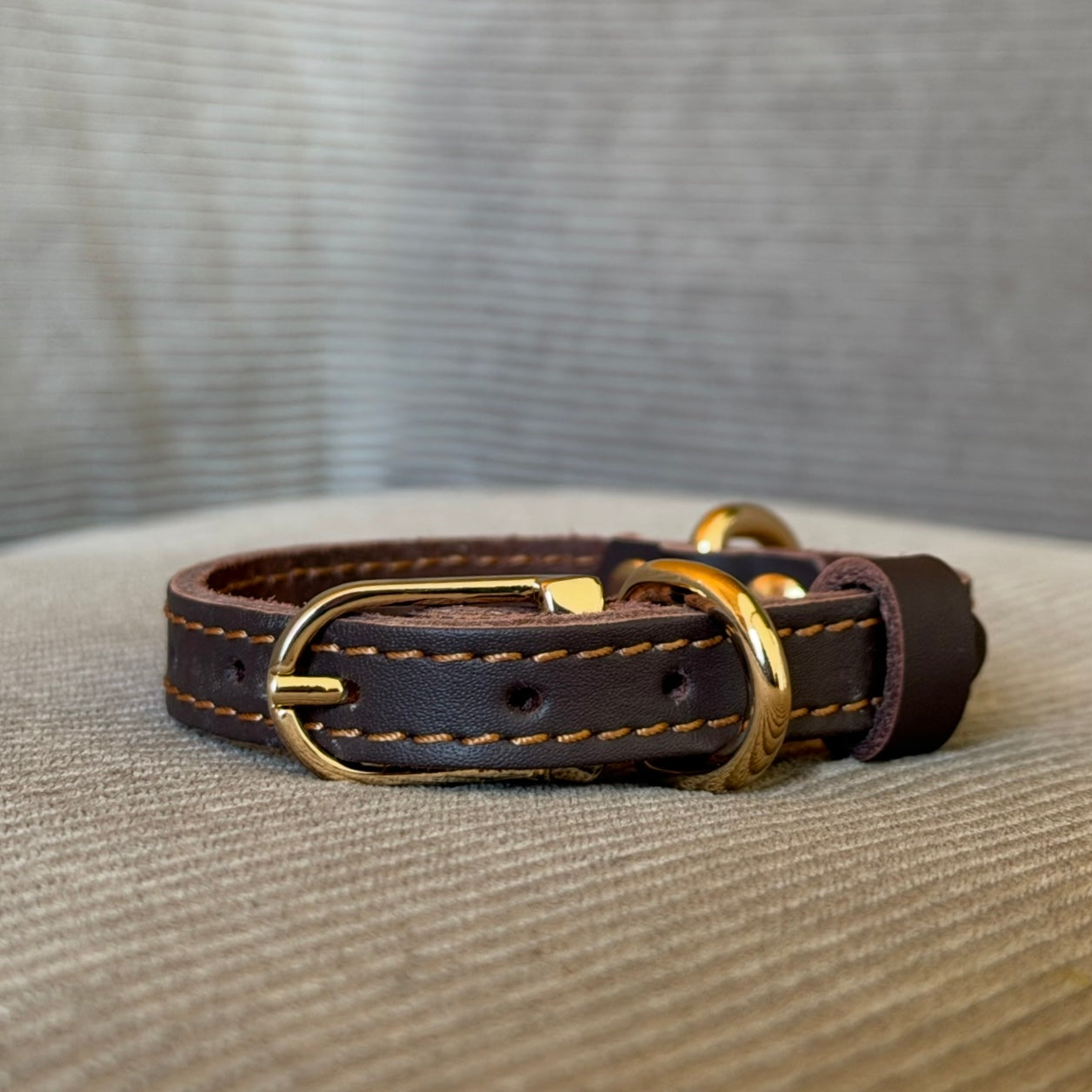 Hundehalsbånd i brun okselæder - Small / 22-29 cm
