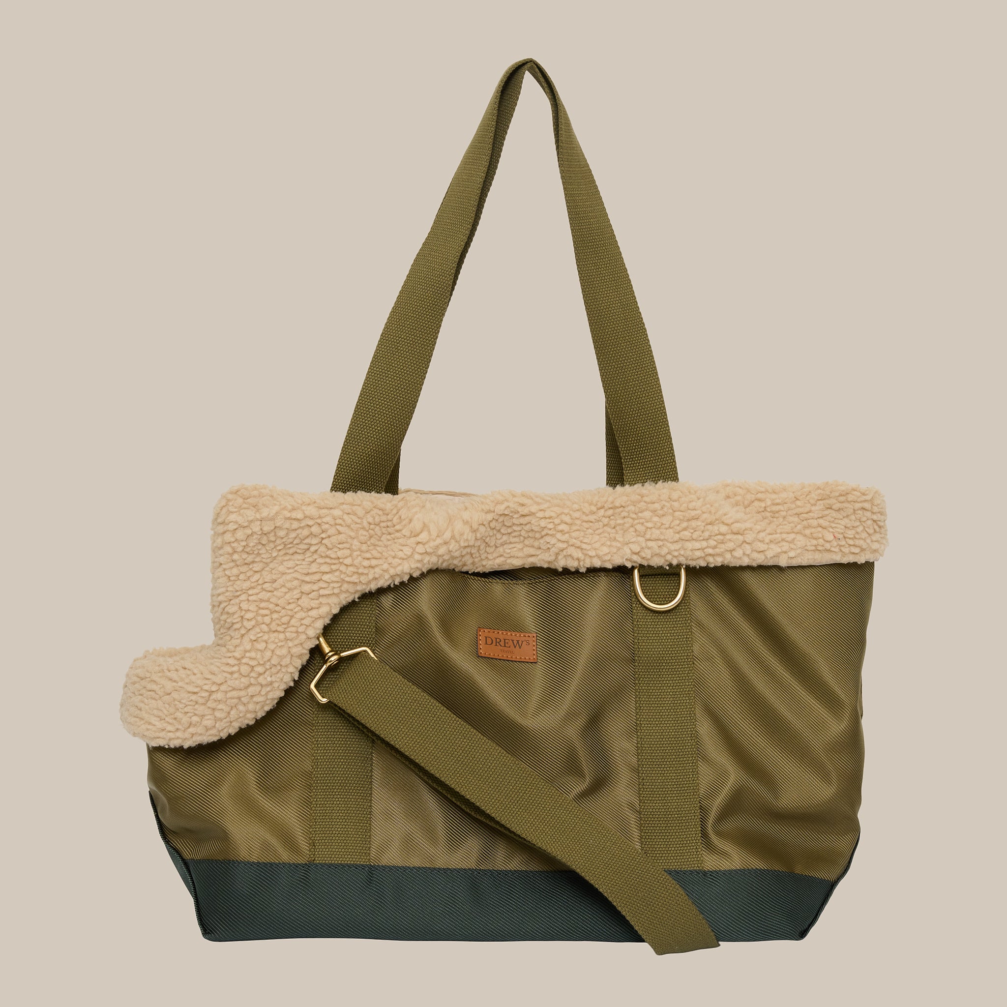 LIMITED EDITION - Olive // Sporty hundetaske med blødt inderfor i teddy fleece - S/M