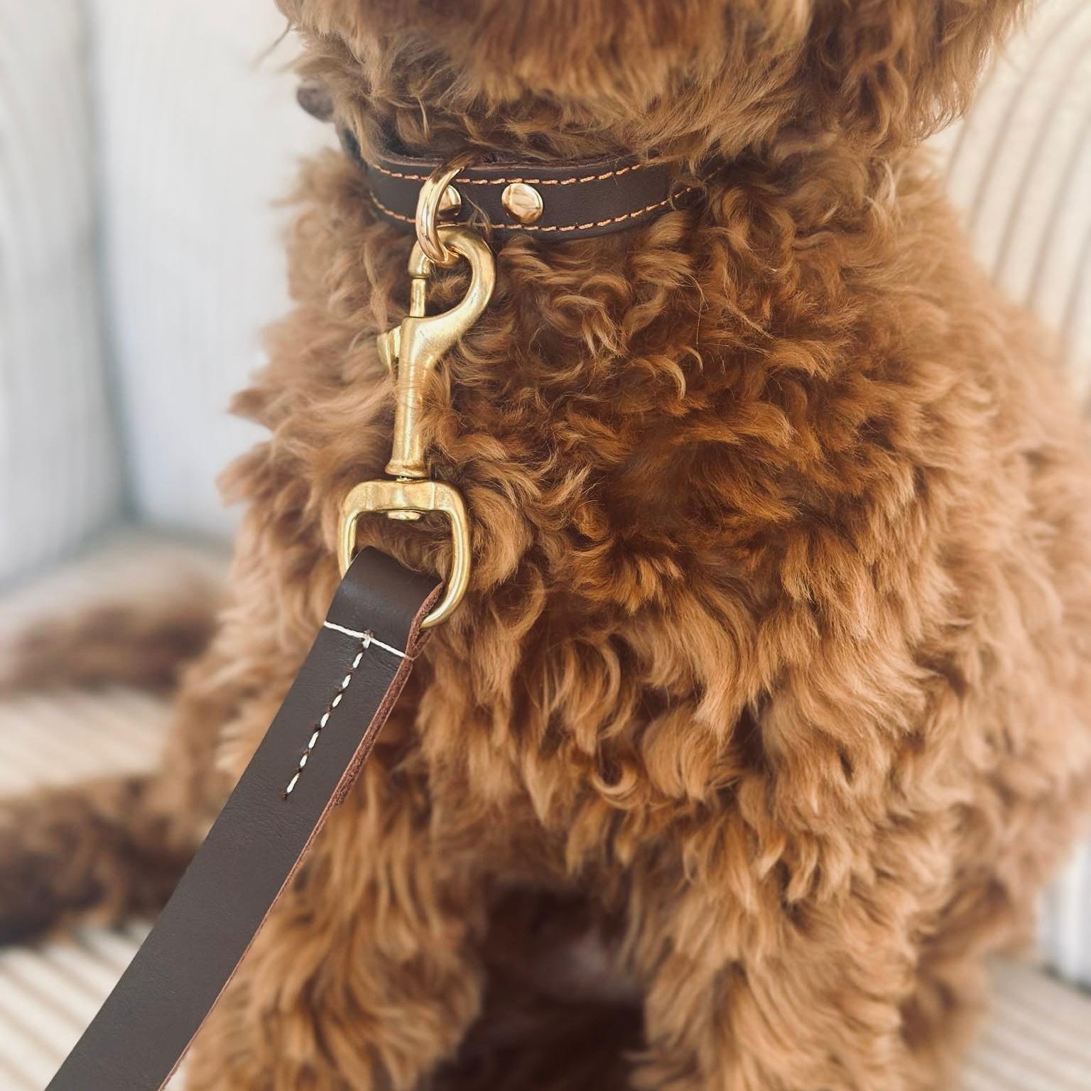 Hundesnor i brun læder 140cm - 140 cm