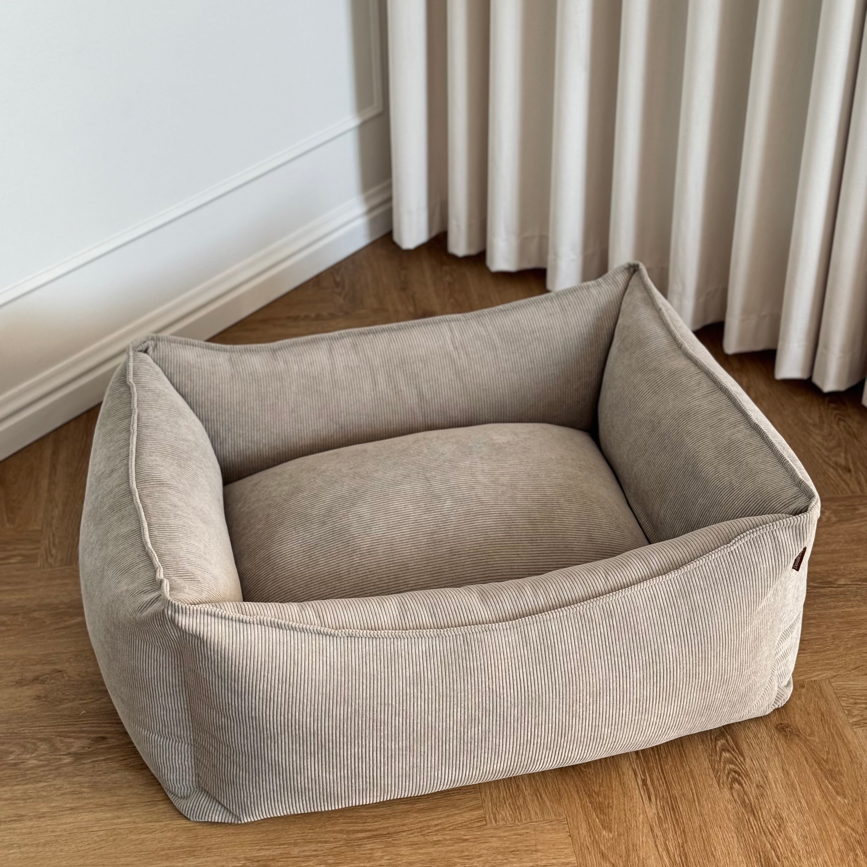 Carl hundekurv - Beige / smal fløjl - Medium