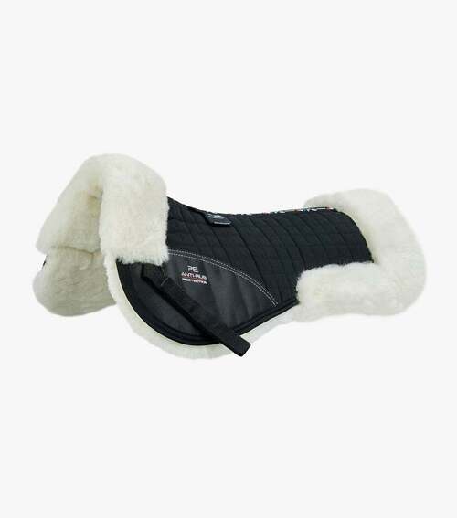 Premier Equine Merino Lammeskinds sadelpad - Sort/natur merino