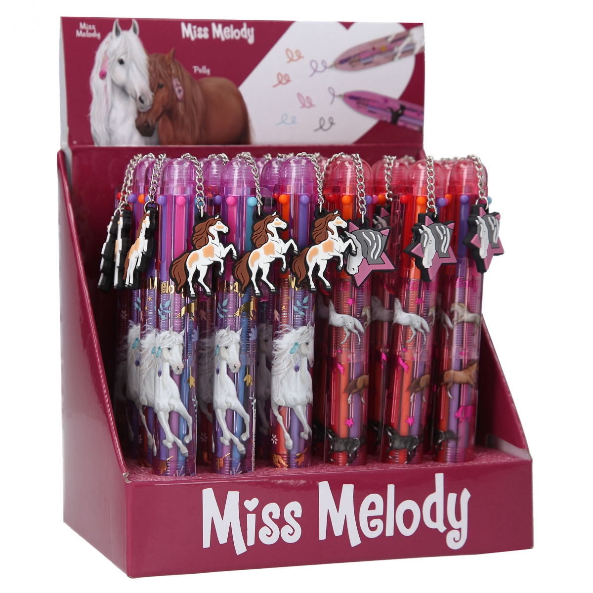Miss Melody kuglepen med 6 farver - Hest