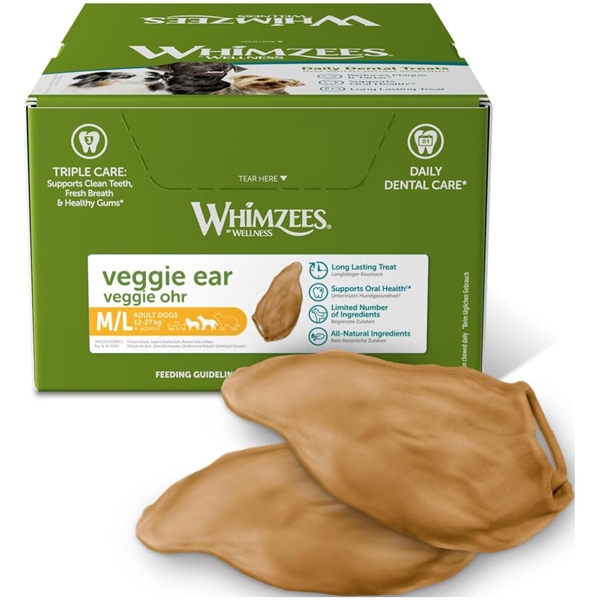 Whimzees Veggie Ear M/L, 18 stk