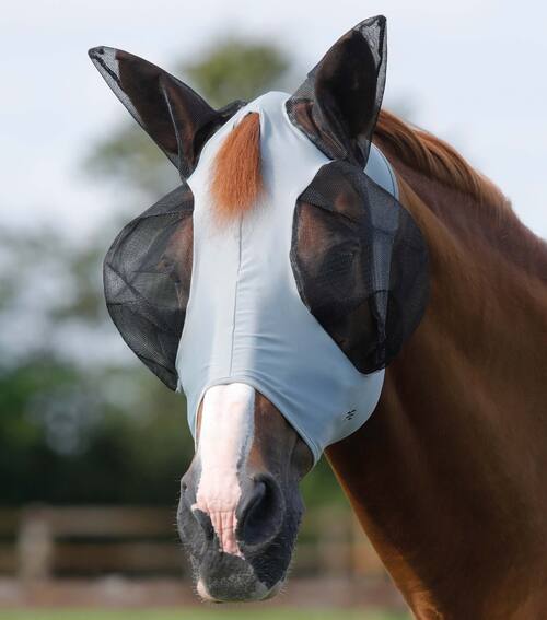 Premier Equine Comfort Lycra insektmaske - Lys grå - S