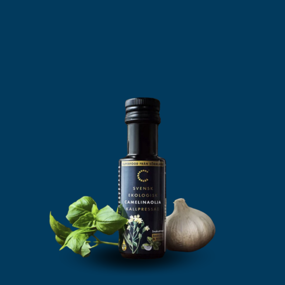 Camelinaolie - Basilikum & Hvidløg 100 ml - 250 ml